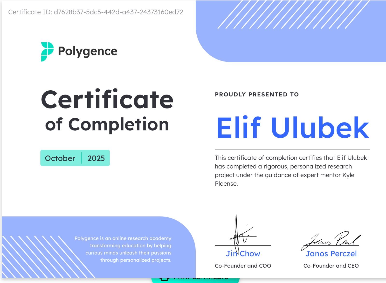 Polygence certificate
