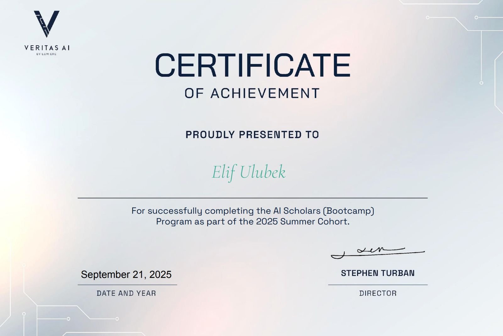 Veritas AI certificate
